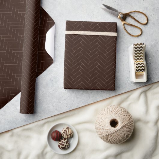 Klassiek herringbone bruin patroonpapier cadeaupapier (Crafts)