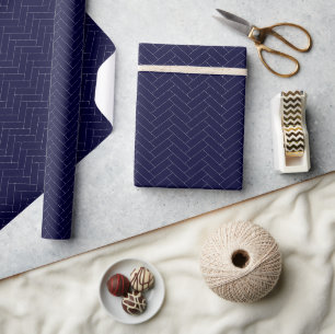 Klassiek herringbone Dark Blue Patroon Cadeaupapier