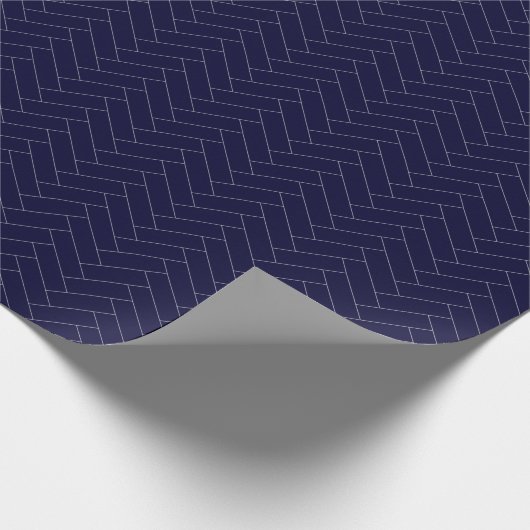 Klassiek herringbone Dark Blue Pattern Cadeaupapier (Hoek)
