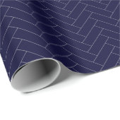 Klassiek herringbone Dark Blue Pattern Cadeaupapier (Rol Hoek)