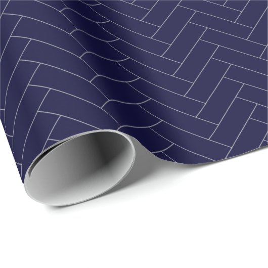 Klassiek herringbone Dark Blue Pattern Cadeaupapier (Rol Hoek)