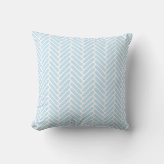Klassiek herringbone patroon in Baby Blue en White Kussen (Voorkant)
