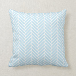 Klassiek herringbone patroon in Baby Blue en White Kussen
