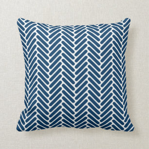 Klassiek herringbone-patroon in Navy Blue en White Kussen