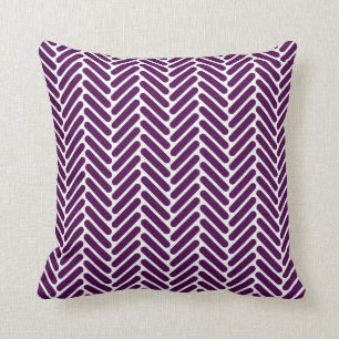 Klassiek herringbone Pattern in Plum and White Kussen
