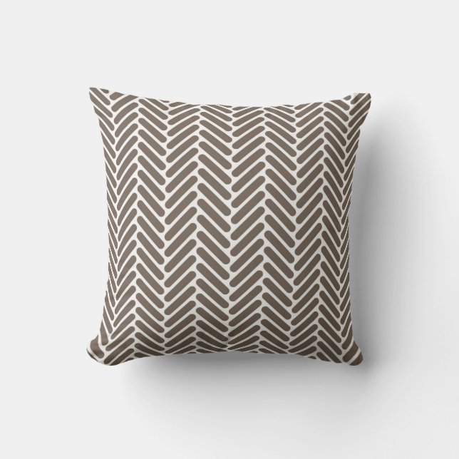 Klassiek herringbone Pattern in Taupe and White Kussen (Voorkant)