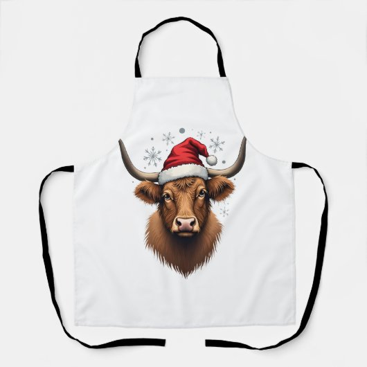 Klassiek Highland Koe Kerstdesign met Kerstman H Schort (Voorkant)