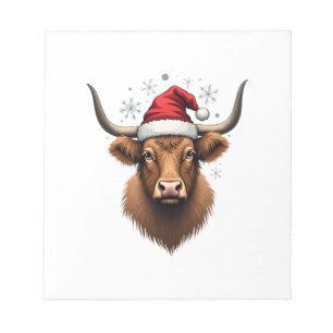 Klassiek Highland Koe Kerstdesign met Sinterklaas Notitieblok