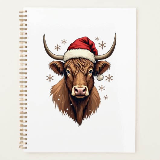 Klassiek Highland Koe Kerstdesign met Sinterklaas Planner (Voorkant)