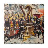 Klassiek historisch schilderij Japanse Bushido-par Tegeltje (Voorkant)