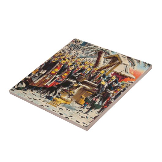 Klassiek historisch schilderij Japanse Bushido-par Tegeltje (Zijkant)