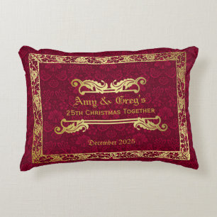Klassiek Hoesje Gold Foliage Crimson Damask Accent Kussen