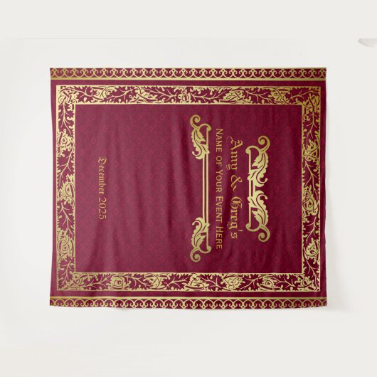 Klassiek Hoesje Gold Foliage Crimson Damask Wandkleed (Voorkant (horizontaal))