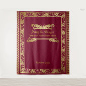 Klassiek Hoesje Gold Foliage Crimson Damask Wandkleed (Voorkant)