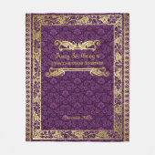 Klassiek Hoesje Gold Foliage Paars Damask Fleece Deken (Voorkant)