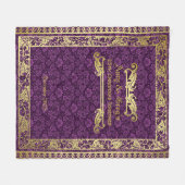 Klassiek Hoesje Gold Foliage Paars Damask Fleece Deken (Voorkant (Horizontaal))