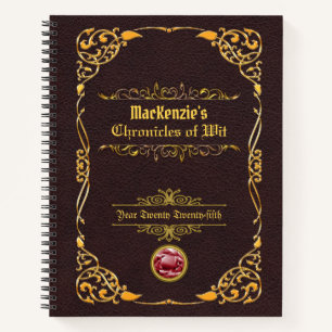 Klassiek Hoesje Gold Ornament Brown Leather Notitieboek