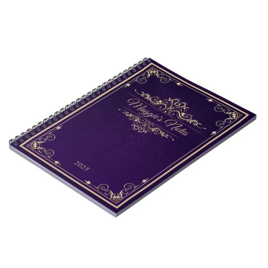 Klassiek Hoesje Paars Damask Gold Ornament Notitieboek (Linkerzijde)