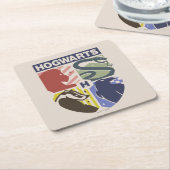 Klassiek HOGWARTS™ Gestempeld Wapen Kartonnen Onderzetters (Schuin)