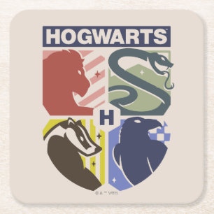 Klassiek HOGWARTS™ Gestempeld Wapen Kartonnen Onderzetters