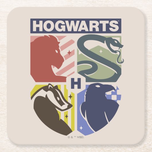 Klassiek HOGWARTS™ Gestempeld Wapen Kartonnen Onderzetters (Voorkant)