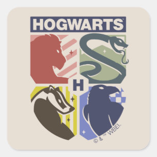 Klassiek HOGWARTS™ Gestempeld Wapenembleem Vierkante Sticker