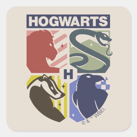 Klassiek HOGWARTS™ Gestempeld Wapenembleem Vierkante Sticker (Voorkant)