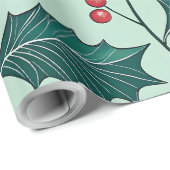 Klassiek Holly Christmas Wrapping Paper Cadeaupapier (Rol Hoek)
