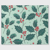 Klassiek Holly Christmas Wrapping Paper Cadeaupapier (Vlak)