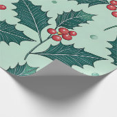 Klassiek Holly Christmas Wrapping Paper Cadeaupapier (Hoek)