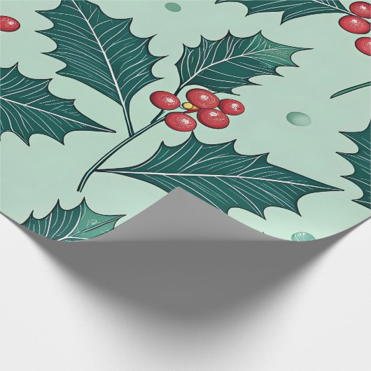 Klassiek Holly Christmas Wrapping Paper Cadeaupapier (Hoek)