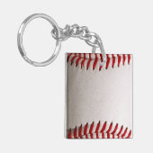 Klassiek honkbal en softbal rode stiksels sleutelhanger (Voorkant Links)