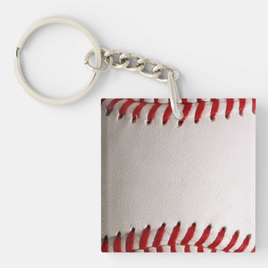 Klassiek honkbal en softbal rode stiksels sleutelhanger (Voorkant)