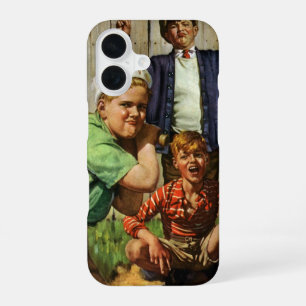 Klassiek honkbalspel, kinderen jongens sportspeler iPhone 16 hoesje