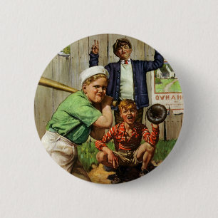 Klassiek honkbalspel, kinderen jongens sportspeler ronde button 5,7 cm