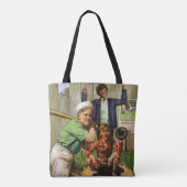 Klassiek honkbalspel, kinderen jongens sportspeler tote bag (Achterkant)
