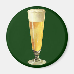 Klassiek hoog glas koude bier, alcoholische drank magneet