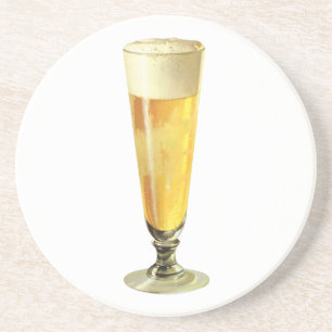 Klassiek hoog glas koude bier, alcoholische drank zandsteen onderzetter