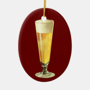 Klassiek hoog glas koude tochtbier, alcoholische d keramisch ornament
