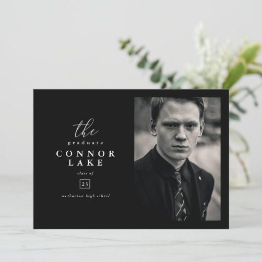 Klassiek Horizontaal Foto Afstudeerfeest Kaart (Staand voorkant)