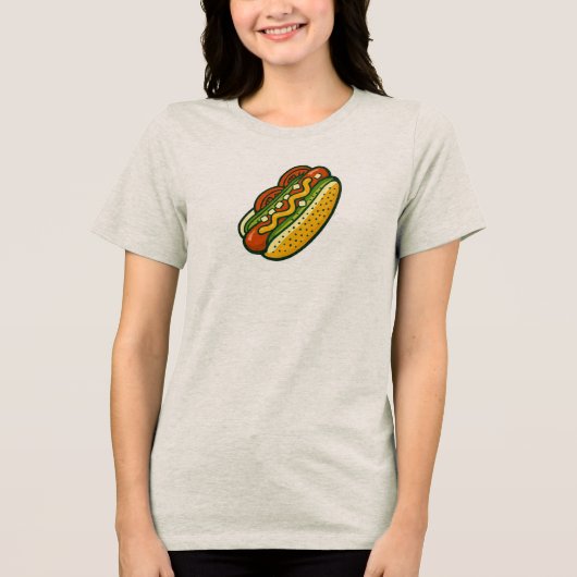 Klassiek hotdog ontwerp Tri-Blend shirt (Voorkant)