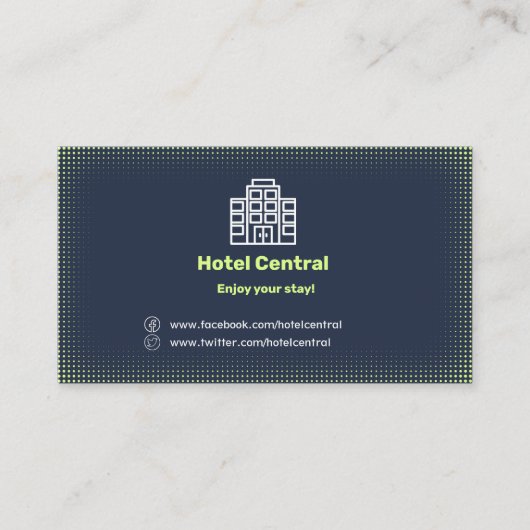 Klassiek hotel blauw Visitekaartje met QR-code (Voorkant)