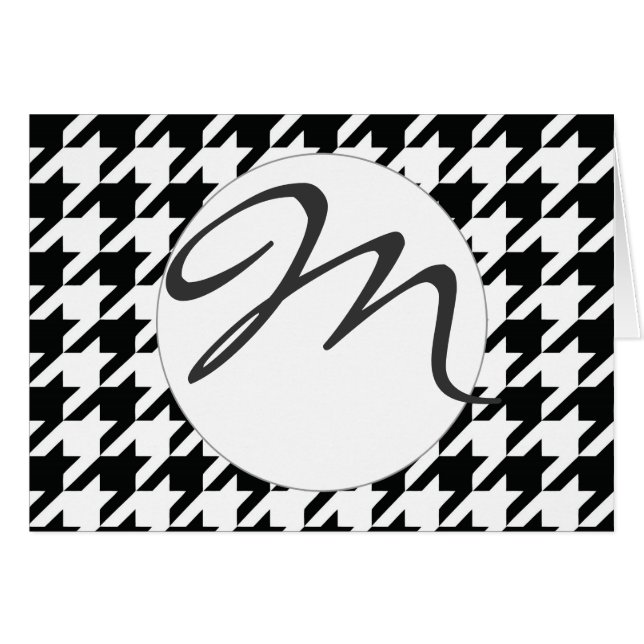 Klassiek Houndstooth-patroon: Zwart & Wit Vintage (Voorkant Horizontaal)