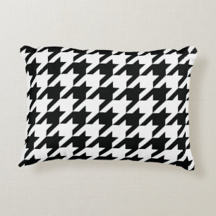 Klassiek Houndstooth-patroon: Zwart & Wit Vintage Accent Kussen