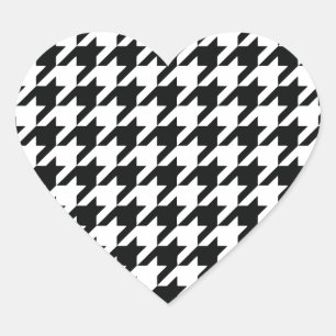 Klassiek Houndstooth-patroon: Zwart & Wit Vintage Hart Sticker