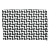 Klassiek Houndstooth-patroon: Zwart & Wit Vintage Kussensloop (Voorkant-Links)