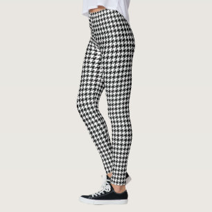 Klassiek Houndstooth-patroon: Zwart & Wit Vintage Leggings