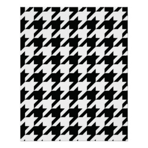 Klassiek Houndstooth-patroon: Zwart & Wit Vintage Perfect Poster
