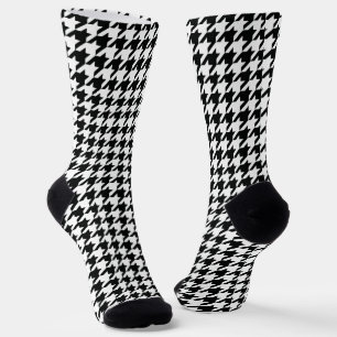 Klassiek Houndstooth-patroon: Zwart & Wit Vintage Sokken