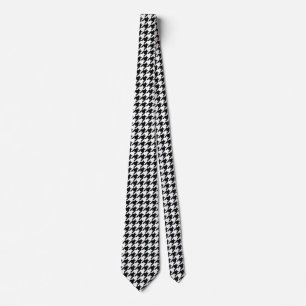 Klassiek Houndstooth-patroon: Zwart & Wit Vintage Stropdas